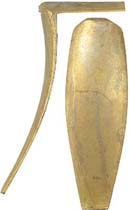 A. Verner Style Buttplate, wax cast brass

Overall length 5-1/8", width 1-5/8", comb 2-1/8"